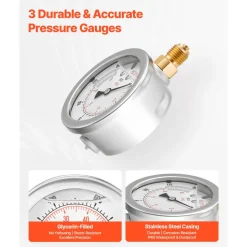VEVOR Hydraulic Pressure Test Kit, 250/400/600bar, 3 Gauges 11 Test Couplings 3 Test Hoses, Excavator Hydraulic Test Gauge Set with Portable Carrying Case for Excavator Tractors Construction Machinery