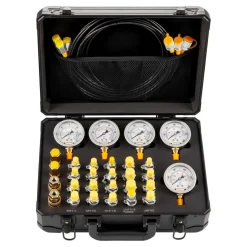 VEVOR Hydraulic Pressure Test Kit, 250/400/600bar, 3 Gauges 11 Test Couplings 3 Test Hoses, Excavator Hydraulic Test Gauge Set with Portable Carrying Case for Excavator Tractors Construction Machinery