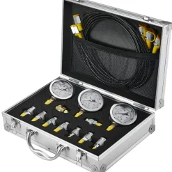 VEVOR Hydraulic Pressure Test Kit, 250/400/600bar, 3 Gauges 9 Test Couplings 3 Test Hoses, Excavator Hydraulic Test Gauge Set with Portable Carrying Case for Excavator Tractors Construction Machinery