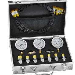 VEVOR Hydraulic Pressure Test Kit, 250/400/600bar, 3 Gauges 9 Test Couplings 3 Test Hoses, Excavator Hydraulic Test Gauge Set with Portable Carrying Case for Excavator Tractors Construction Machinery