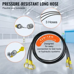 VEVOR Hydraulic Pressure Test Kit, 250/400/600bar, 3 Gauges 9 Test Couplings 3 Test Hoses, Excavator Hydraulic Test Gauge Set with Portable Carrying Case for Excavator Tractors Construction Machinery