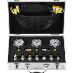 VEVOR Hydraulic Pressure Test Kit, 250/400/600bar, 3 Gauges 9 Test Couplings 3 Test Hoses, Excavator Hydraulic Test Gauge Set with Portable Carrying Case for Excavator Tractors Construction Machinery