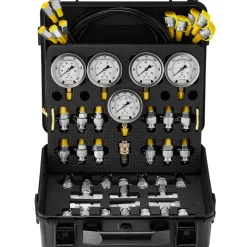 VEVOR Hydraulic Pressure Test Kit, 10/100/250/400/600bar, 5 Gauges 13 Couplings 14 Tee Connectors 5 Test Hoses, Excavator Hydraulic Test Gauge Set with Carrying Case for Excavator Tractors Machinery