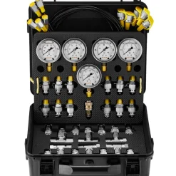 VEVOR Hydraulic Pressure Test Kit, 10/100/250/400/600bar, 5 Gauges 13 Couplings 14 Tee Connectors 5 Test Hoses, Excavator Hydraulic Test Gauge Set with Carrying Case for Excavator Tractors Machinery