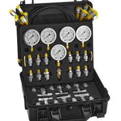 VEVOR Hydraulic Pressure Test Kit, 10/100/250/400/600bar, 5 Gauges 13 Couplings 14 Tee Connectors 5 Test Hoses, Excavator Hydraulic Test Gauge Set with Carrying Case for Excavator Tractors Machinery