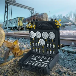 VEVOR Hydraulic Pressure Test Kit, 10/100/250/400/600bar, 5 Gauges 13 Couplings 14 Tee Connectors 5 Test Hoses, Excavator Hydraulic Test Gauge Set with Carrying Case for Excavator Tractors Machinery