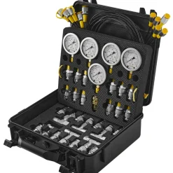 VEVOR Hydraulic Pressure Test Kit, 10/100/250/400/600bar, 5 Gauges 13 Couplings 14 Tee Connectors 5 Test Hoses, Excavator Hydraulic Test Gauge Set with Carrying Case for Excavator Tractors Machinery