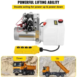 VEVOR Hydraulic Pump Double Acting Hydraulic Power Unit Double Solenoid Hydraulic Power Pack 12V DC Hydraulic Power Pump with 4.5Liter Reservoir for Dump Trailer Car Lifting