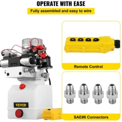 VEVOR Hydraulic Pump Double Acting Hydraulic Power Unit Double Solenoid Hydraulic Power Pack 12V DC Hydraulic Power Pump with 4.5Liter Reservoir for Dump Trailer Car Lifting