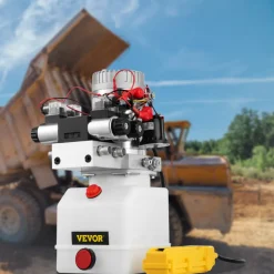 VEVOR Hydraulic Pump Double Acting Hydraulic Power Unit Double Solenoid Hydraulic Power Pack 12V DC Hydraulic Power Pump with 4.5Liter Reservoir for Dump Trailer Car Lifting