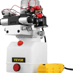 VEVOR Hydraulic Pump Double Acting Hydraulic Power Unit Double Solenoid Hydraulic Power Pack 12V DC Hydraulic Power Pump with 4.5Liter Reservoir for Dump Trailer Car Lifting
