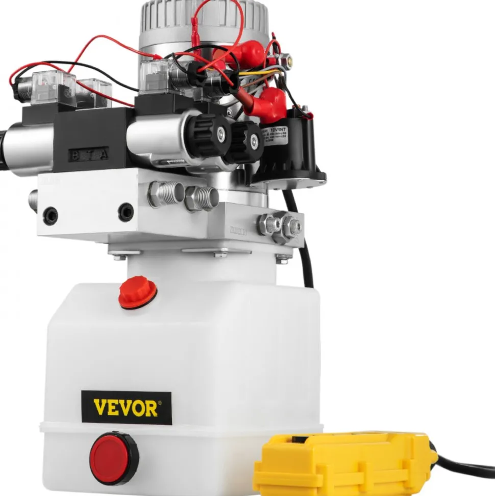 VEVOR Hydraulic Pump Double Acting Hydraulic Power Unit Double Solenoid Hydraulic Power Pack 12V DC Hydraulic Power Pump with 4.5Liter Reservoir for Dump Trailer Car Lifting