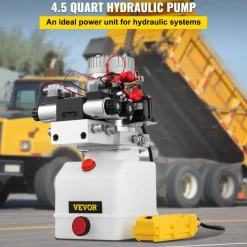 VEVOR Hydraulic Pump Double Acting Hydraulic Power Unit Double Solenoid Hydraulic Power Pack 12V DC Hydraulic Power Pump with 4.5Liter Reservoir for Dump Trailer Car Lifting