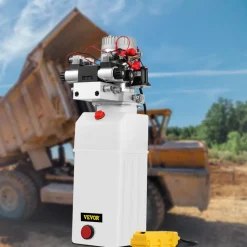 VEVOR Hydraulic Pump, 8 Quart/2 Gal Double Acting Dump Trailer Pump DC 12V, 3200 PSI Max Relief Pressure, Electric Hydraulic Power Unit for Dump Trailer Car Lifting (with 4pcs SAE #6 Connectors)