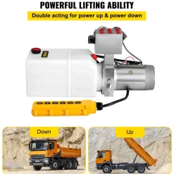 VEVOR Hydraulic Pump, 6 Quart/1.5 Gal Double Acting Dump Trailer Pump DC 12V, 3200 PSI Max Relief Pressure, Electric Hydraulic Power Unit for Dump Trailer Car Lifting (with 6pcs SAE #6 Connectors)