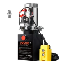 VEVOR Hydraulic Pump, 4 Quart Hydraulic Power Unit, Single Acting Dump Trailer Pump, 0.91 GPM Flow Rate, 3200 PSI Max Relief Pressure, DC 12V Hydraulic Pump for Dump Trailer Car Lifting