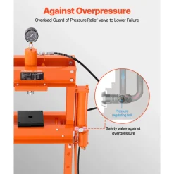 VEVOR Hydraulic Shop Press, 30 T H-Frame Pneumatic Shop Press with Press Plate & Triangular Support, Stable Garage Floor Adjustable Hydraulic Press with Relief Valve, Fit for Bending & Straightening