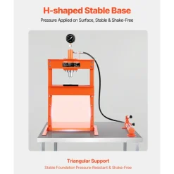 VEVOR Hydraulic Shop Press, 10 T H-Frame Shop Press with Press Plate & H-shaped Base, Stable Garage Floor Adjustable Hydraulic Press with Relief Valve, Fit for Bending, Straightening & Stamping