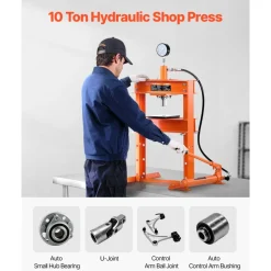 VEVOR Hydraulic Shop Press, 10 T H-Frame Shop Press with Press Plate & H-shaped Base, Stable Garage Floor Adjustable Hydraulic Press with Relief Valve, Fit for Bending, Straightening & Stamping