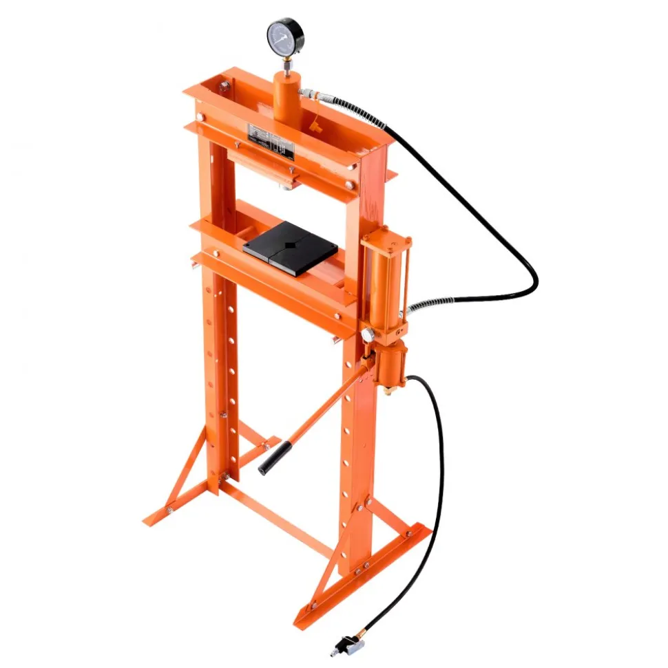 VEVOR Hydraulic Shop Press, 20 T H-Frame Pneumatic Shop Press with Press Plate, Stable Garage Floor Adjustable Hydraulic Press with Triangular Support, Fit for Bending, Straightening & Stamping