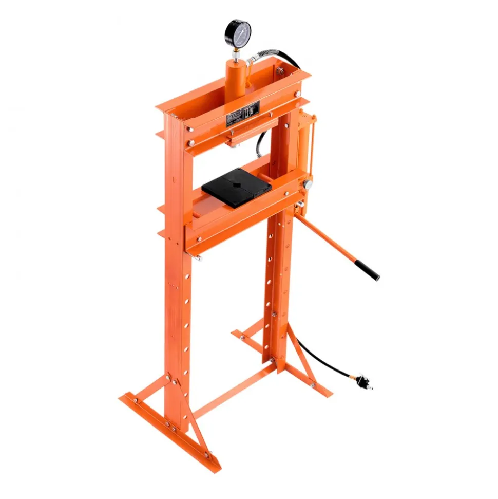 VEVOR Hydraulic Shop Press, 20 T H-Frame Pneumatic Shop Press with Press Plate, Stable Garage Floor Adjustable Hydraulic Press with Triangular Support, Fit for Bending, Straightening & Stamping