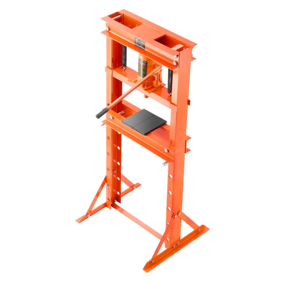 VEVOR Hydraulic Shop Press, 20 T H-Frame Shop Press with Press Plate & Triangular Support, Stable Garage Floor Adjustable Hydraulic Press with Relief Valve, Fit for Bending, Straightening & Stamping