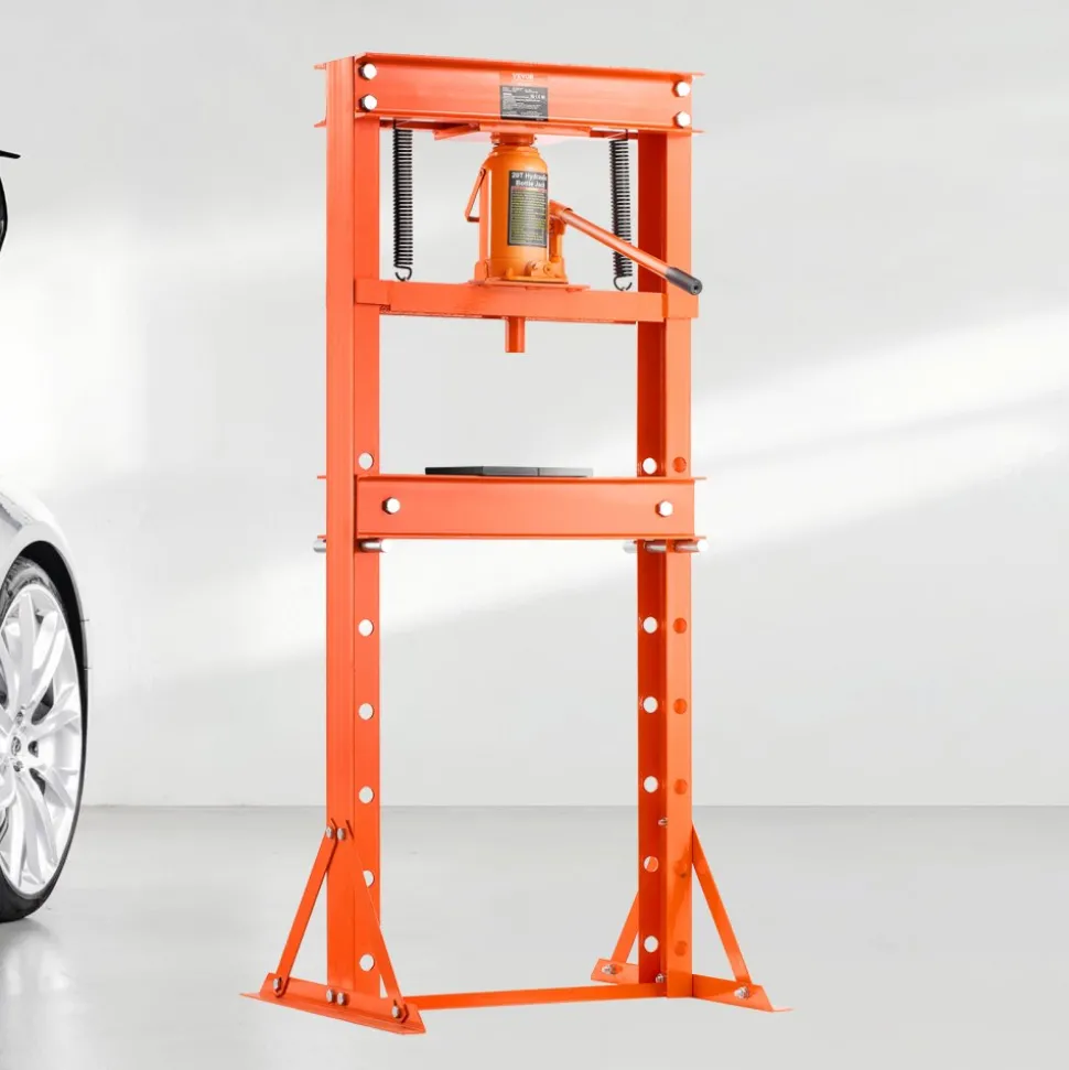 VEVOR Hydraulic Shop Press, 20 T H-Frame Shop Press with Press Plate & Triangular Support, Stable Garage Floor Adjustable Hydraulic Press with Relief Valve, Fit for Bending, Straightening & Stamping