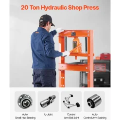 VEVOR Hydraulic Shop Press, 20 T H-Frame Shop Press with Press Plate & Triangular Support, Stable Garage Floor Adjustable Hydraulic Press with Relief Valve, Fit for Bending, Straightening & Stamping
