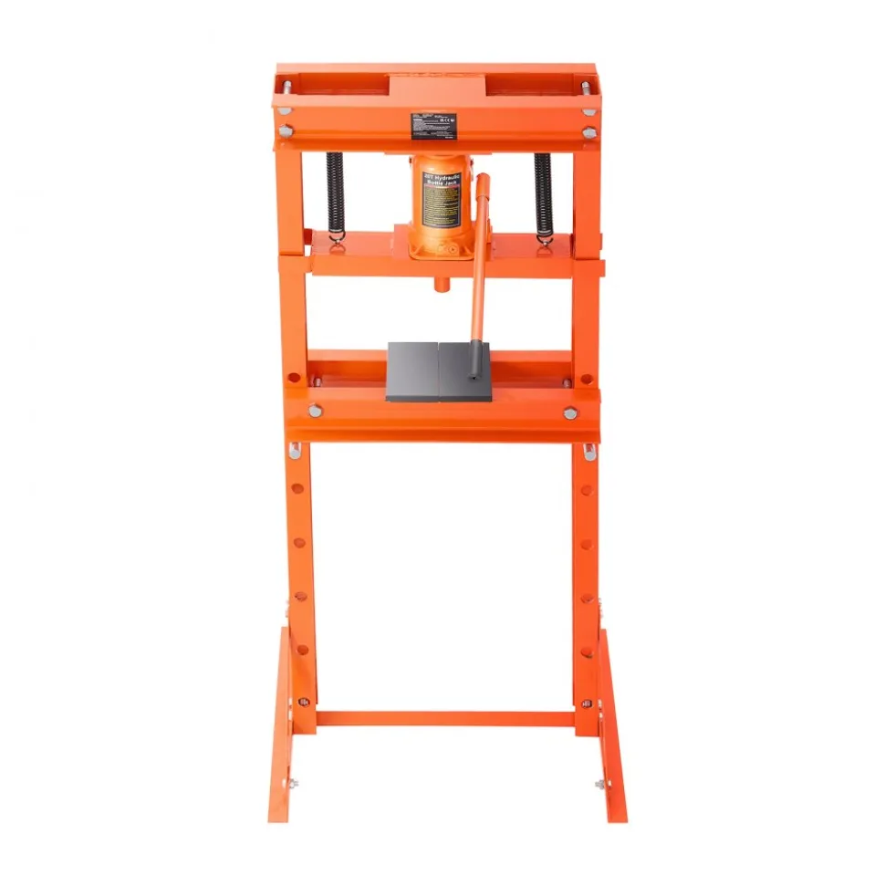 VEVOR Hydraulic Shop Press, 20 T H-Frame Shop Press with Press Plate & Triangular Support, Stable Garage Floor Adjustable Hydraulic Press with Relief Valve, Fit for Bending, Straightening & Stamping