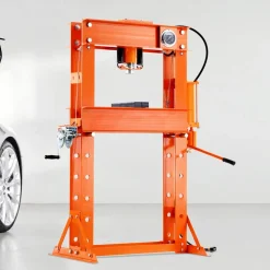 VEVOR Hydraulic Shop Press, 50 T H-Frame Pneumatic Shop Press with Press Plate & Triangular Support, Stable Garage Floor Adjustable Hydraulic Press with Relief Valve, Fit for Bending & Straightening