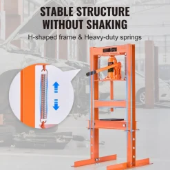 VEVOR Hydraulic Shop Press, 6 Ton H-Frame Hydraulic Garage/Shop Floor Press, Adjustable Shop Press with Press Plates, Heavy Duty Hydraulic Press for Garage, Shop, Workshop