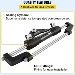 VEVOR Hydraulic Steering Cylinder 300HP, Hydraulic Steering, Front Mount, Hydraulic Outboard Steering Cylinder for Marine Boat Steering System