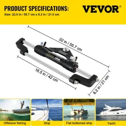 VEVOR Hydraulic Steering Cylinder 300HP, Hydraulic Steering, Front Mount, Hydraulic Outboard Steering Cylinder for Marine Boat Steering System