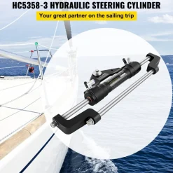 VEVOR Hydraulic Steering Cylinder 300HP, Hydraulic Steering, Front Mount, Hydraulic Outboard Steering Cylinder for Marine Boat Steering System