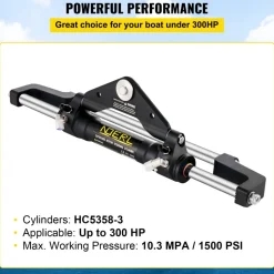 VEVOR Hydraulic Steering Cylinder 300HP, Hydraulic Steering, Front Mount, Hydraulic Outboard Steering Cylinder for Marine Boat Steering System