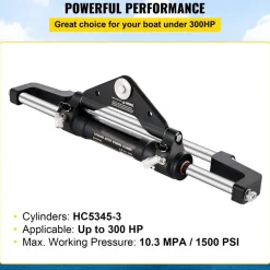 VEVOR Hydraulic Steering Cylinder 300HP, Hydraulic Steering Front Mount Hydraulic Outboard Marine Steering Kit Without Hydraulic Hose and Helm for Outboards Boat Steering System