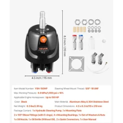 VEVOR Hydraulic Steering Helm Pump, 150 HP, Helm Pump for Boat, with 6.9 MPa/1000 psi Max Working Pressure, Aluminum Alloy Housing, Check Valve, Replaceable Shaft Seal, for Outboards Fishing Boats