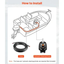 VEVOR Hydraulic Steering Helm Pump, 150 HP, Helm Pump for Boat, with 6.9 MPa/1000 psi Max Working Pressure, Aluminum Alloy Housing, Check Valve, Replaceable Shaft Seal, for Outboards Fishing Boats