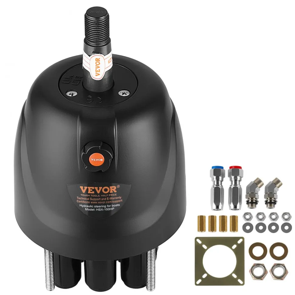 VEVOR Hydraulic Steering Helm Pump 150 HP Outboard Hydraulic Pump for Boats, Marine Boat Steering System, 2.5 MPa Max Work Pressure, Aluminum Alloy Housing, Built-in Lock Valve, Replaceable Shaft Seal