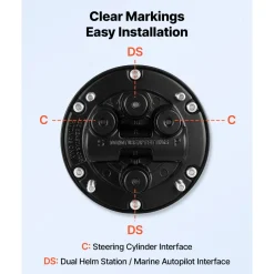VEVOR Hydraulic Steering Helm Pump 150 HP Outboard Hydraulic Pump for Boats, Marine Boat Steering System, 2.5 MPa Max Work Pressure, Aluminum Alloy Housing, Built-in Lock Valve, Replaceable Shaft Seal