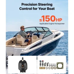 VEVOR Hydraulic Steering Helm Pump 150 HP Outboard Hydraulic Pump for Boats, Marine Boat Steering System, 2.5 MPa Max Work Pressure, Aluminum Alloy Housing, Built-in Lock Valve, Replaceable Shaft Seal