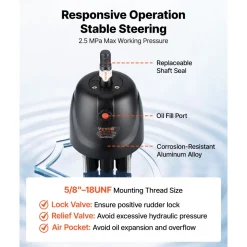 VEVOR Hydraulic Steering Kit 150HP Hydraulic Outboard Steering System 20 ft, Marine Boat Steering System, 2.5 MPa Helm Pump, Two-Way Lock Cylinder, 20 Feet High-Strength Hoses, for Single-Engine Use