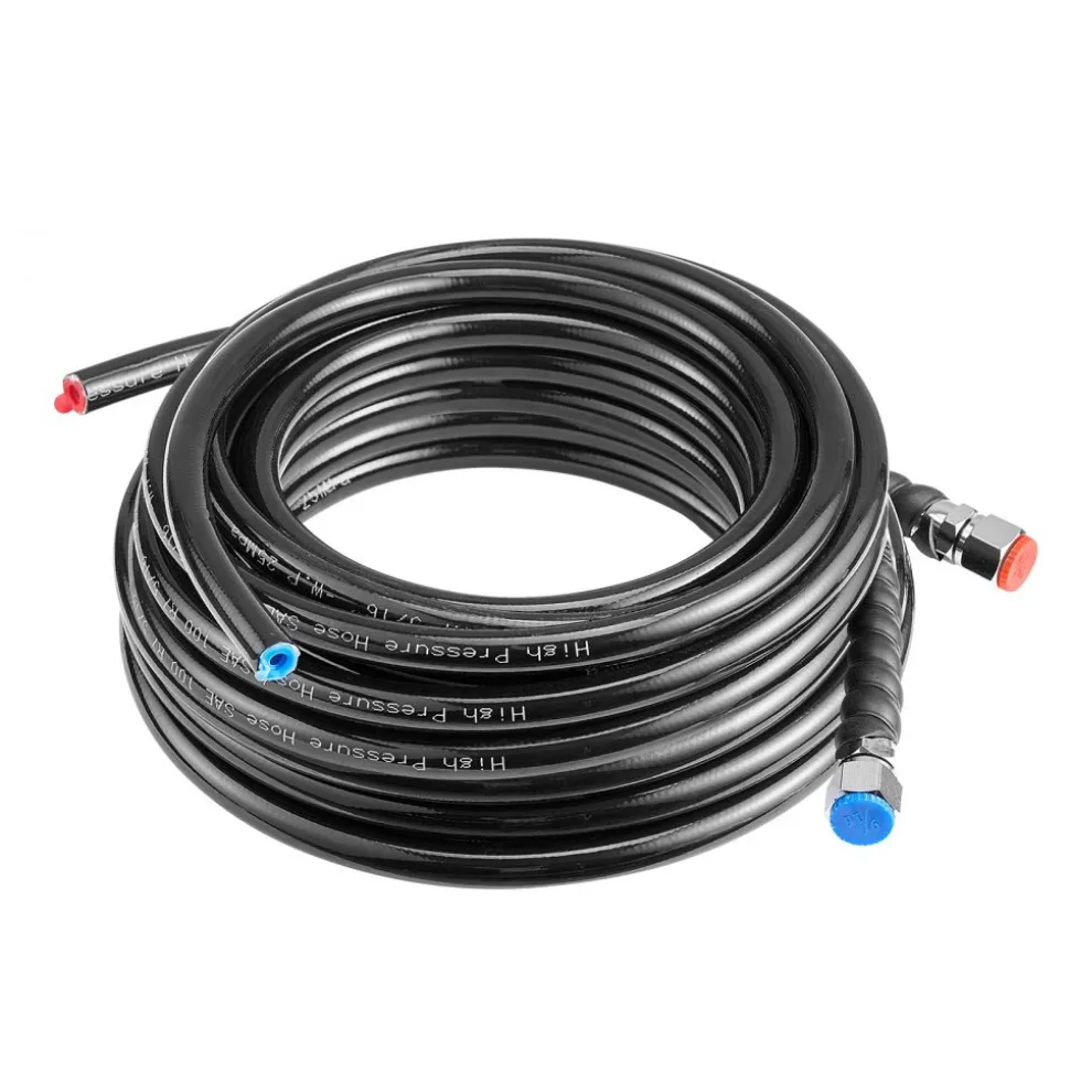 VEVOR Hydraulic Steering Kit, 90 HP, Marine Boat Hydraulic Steering System, with 6.9 MPa/1000 psi Helm Pump, Two-Way Lock Cylinder, and 20 ft High-Strength Hoses, for Single Station, Single-Engine Use
