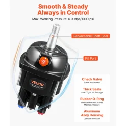 VEVOR Hydraulic Steering Kit, 90 HP, Hydraulic Steering Helm Pump & Cylinder, with 6.9 MPa/1000 psi Max Working Pressure, Aluminum Alloy Housing, Check Valve, for Outboards Fishing Boats Sailboats