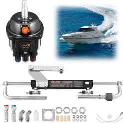 VEVOR Hydraulic Steering Kit, 90 HP, Hydraulic Steering Helm Pump & Cylinder, with 6.9 MPa/1000 psi Max Working Pressure, Aluminum Alloy Housing, Check Valve, for Outboards Fishing Boats Sailboats