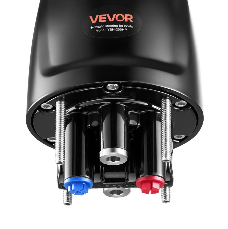 VEVOR Hydraulic Steering Kit, 200 HP, Marine Boat Hydraulic Steering System, with 6.9 MPa/1000 psi Helm Pump, Two-Way Lock Cylinder, and 26ft High-Strength Hoses, for Single Station, Single-Engine Use
