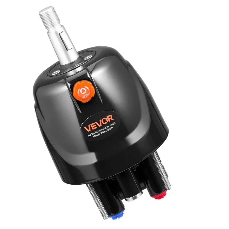 VEVOR Hydraulic Steering Kit, 200 HP, Marine Boat Hydraulic Steering System, with 6.9 MPa/1000 psi Helm Pump, Two-Way Lock Cylinder, and 26ft High-Strength Hoses, for Single Station, Single-Engine Use