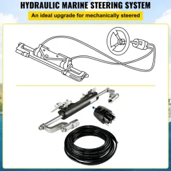 VEVOR Hydraulic Steering Kit, 300HP Hydraulic Steering Compact Cylinder, Hydraulic Outboard Steering Kit with Helm Pump for Boat Marine Steering System