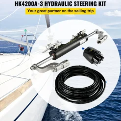 VEVOR Hydraulic Steering Kit, 300HP Hydraulic Steering Compact Cylinder, Hydraulic Outboard Steering Kit with Helm Pump for Boat Marine Steering System
