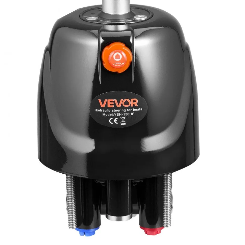 VEVOR Hydraulic Steering Kit, 150 HP, Marine Boat Hydraulic Steering System, with 6.9 MPa/1000 psi Helm Pump, Two-Way Lock Cylinder, and 20ft High-Strength Hoses, for Single Station, Single-Engine Use